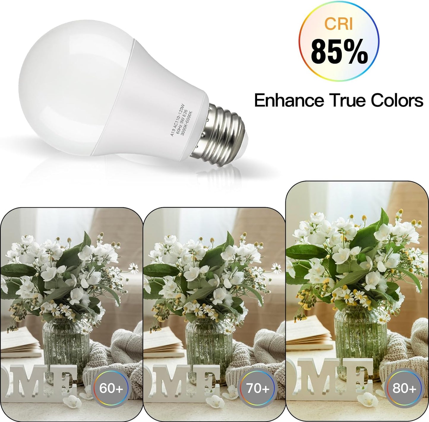 OUTON 9W 810 LM LED Dimmable Light Bulb , Adjustable Color Temperature, E26 Base