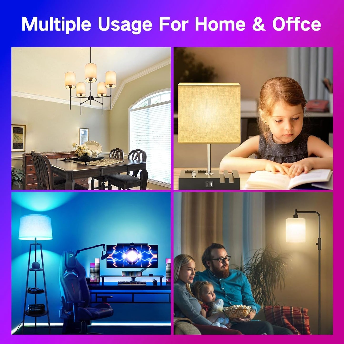 OUTON Smart RGB LED Light Bulb, WiFi & Bluetooth, 16 Million DIY Colors with Remote Control, Work with Alexa, Google Assistant, E26 Base