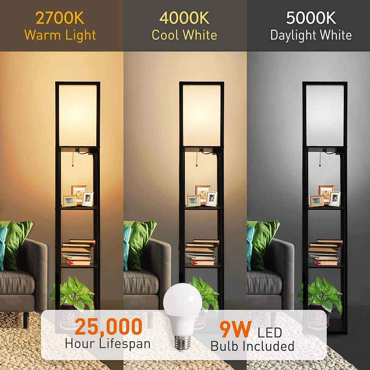 Lava Lamp OUTON Floor Lamp With Table, Modern Dimmable Standing