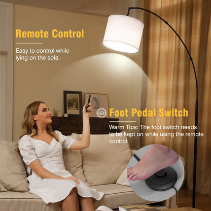 Outon 81" Arc Floor Lamp, 4CCT LED Modern Floor Lamps with 360° Rotatable Hanging Linen Shade Standing Lamps for Living Room, Bedroom