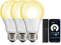 OUTON 3 Pack A19 9W LED Dimmable Light Bulb with Remote Control, E26 Base