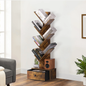 OUTONLIFE Tree Bookcase, 6-Tier Floor Standing Bookshelf with Drawer for Living Room Bedroom, Office