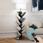 OUTONLIFE Floor Lamp with Shelves,Tree Bookcase with Light, 9-Tier Floor Standing Bookshelf for Living Room Bedroom, Office,Black