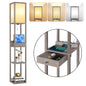 OUTON Floor Lamp with Shelves & Drawer, LED Standing Lamps with 3 Color Temperature, USB Ports and Power Outlet for Living Room, Office, Grey