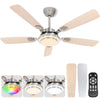 OUTON 52" Ceiling Fans with Light Remote Control, 6-Speed Reversible DC Motor Ceiling Fans, Dimmable Modern Ceiling Fan for Bedroom, Living Room,Wood