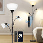 OUTON Dimmable Floor Lamp with 2 Reading Lights, LED Torchiere Standing Lamp with Remote Control, APP, Color Changing Tall Lamp for Living Room, Bedroom (Black)