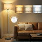 OUTON Modern Floor Lamps for Living Room, Standing Lamp with Linen Shade, Tall Pole Lamps for Bedroom, Office,Black and Gold,Bulb Included