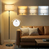 OUTON Modern Floor Lamps for Living Room, Standing Lamp with Linen Shade, Tall Pole Lamps for Bedroom, Office,Black and Gold,Bulb Included