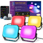 OUTON Outdoor Lights, Flood Lights Uplight 2 in 1, 24W LED Low Voltage Landscape Lighting with App Control, Wired 4 Pack