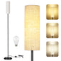 OUTON Modern Floor Lamps for Living Room, Standing Lamp with Linen Shade, Tall Pole Lamps for Bedroom, Office,Black,Bulb Included