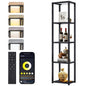 OUTON LED Corner Floor Lamp with Shelves, Standing Lamp with Remote & APP Control, Bookshelf with Light for Living Room