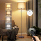 OUTON Modern Floor Lamps for Living Room, 63" Standing Lamp with Linen Shade, Tall Pole Lamps for Bedroom, Office,Brown,Bulb Included