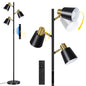 OUTON Tree Floor Lamp with 3 Adjustable Rotating Lights，Standing Tall Pole Lamps for Living Room, Bedroom, Home, Office-Black(Bulbs Included)