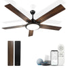 OUTON 52" Smart Ceiling Fan with Lights and Remote /APP Control, 3 Color Temperatures Dimmable Ceiling Fans Indoor Outdoor for Bedroom, Living Room,5 Dual Blades,Reverse Airflow, Black