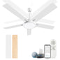 OUTON 52" Smart Ceiling Fan with Lights and Remote /APP Control, 3 Color Temperatures Dimmable Ceiling Fans Indoor Outdoor for Bedroom, Living Room,5 Dual Blades,Reverse Airflow, White