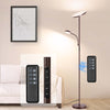 OUTON Torchiere Floor Lamp with Reading Side Light, Dimmable Standing Light with 4 Color Temperature, LED Tall Lamp with Remote Control for Living Room, Brown