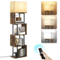 OUTONLIFE S Shape Bookshelf with Light,4-Tier Tall Floor Standing Bookcase for Living Room Bedroom,Office