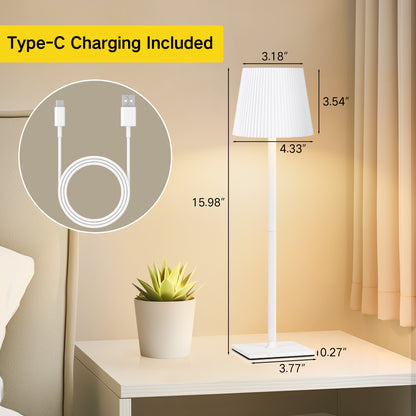OUTON Touch Control Table Lamps for Living Room, 3-Way Dimmable Wireless Bedside Lamp 2 PC for Outdoor Restaurant Patio, White