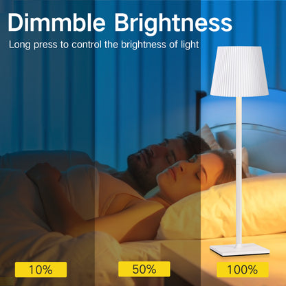 OUTON Touch Control Table Lamps for Living Room, 3-Way Dimmable Wireless Bedside Lamp 2 PC for Outdoor Restaurant Patio, White