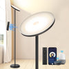 OUTON Smart LED Torchiere Floor Lamp with Remote, Compatible with Alexa & Google Home, Dimmable Bright Tall Standing Lamp for Living Room (Black)