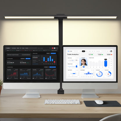 OUTON Led Desk Lamps for Office with Clamp, 360 Adjustable Eye Office Desk Lamps, Dimming Adjustable Double Head Desk Lamp for Working Reading Study , Black