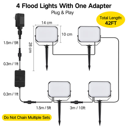 OUTON Outdoor Lights, Flood Lights Uplight 2 in 1, 24W LED Low Voltage Landscape Lighting with App Control, Wired 4 Pack