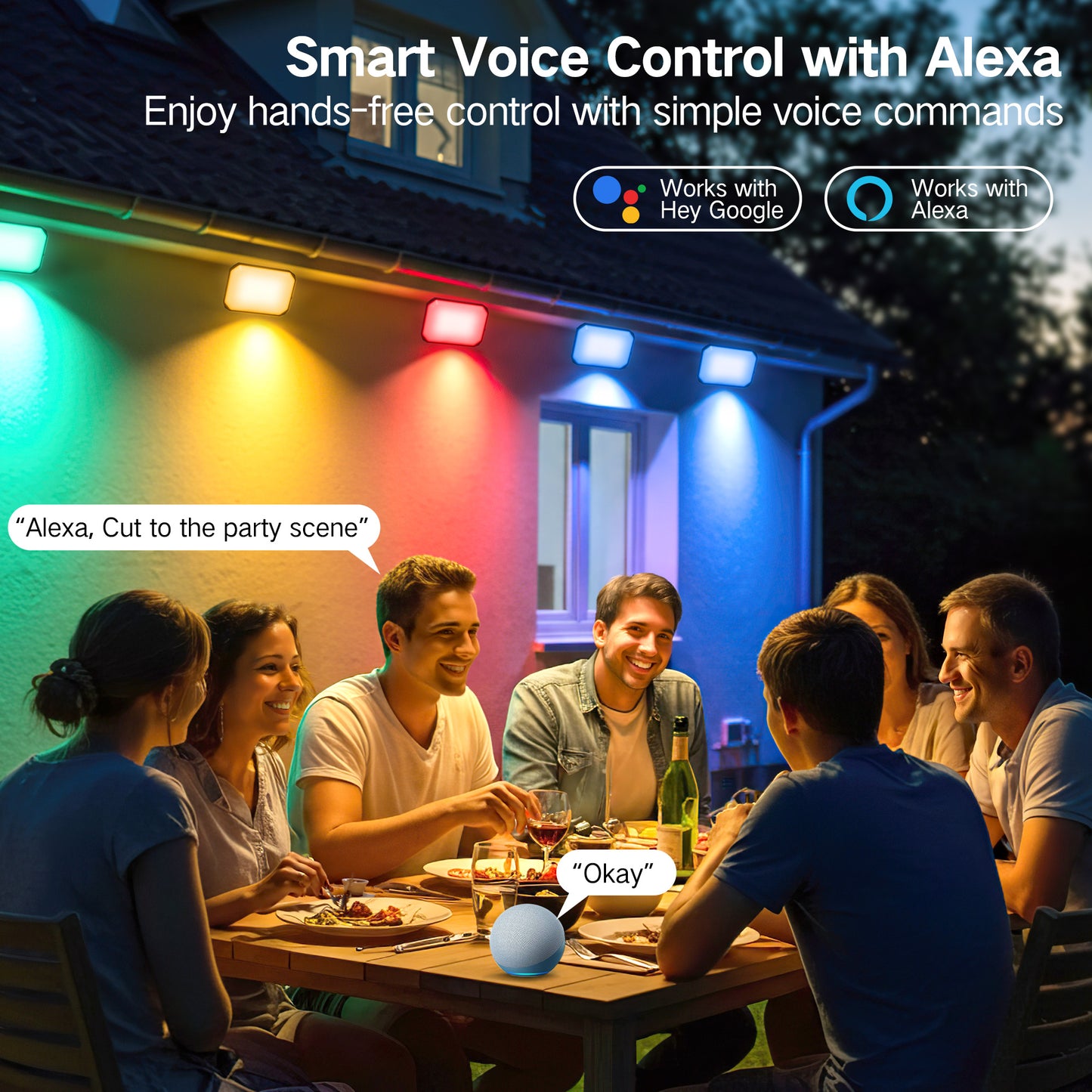 OUTON Outdoor Lights, Flood Lights Uplight 2 in 1, 24W LED Low Voltage Landscape Lighting with App Control, Wired 4 Pack