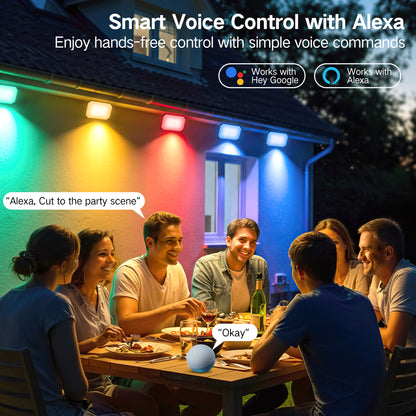 OUTON Outdoor Lights, Flood Lights Uplight 2 in 1, 24W LED Low Voltage Landscape Lighting with App Control, Wired 4 Pack