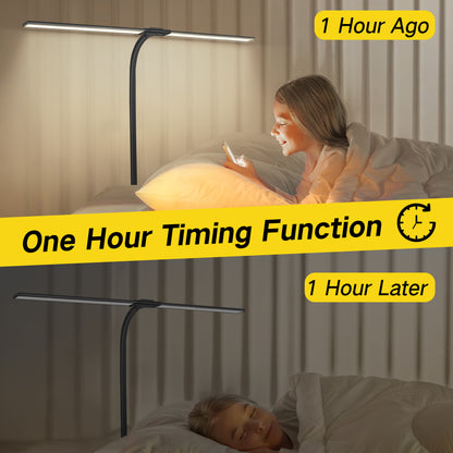 OUTON Led Desk Lamps for Office with Clamp, 360 Adjustable Eye Office Desk Lamps, Dimming Adjustable Double Head Desk Lamp for Working Reading Study , Black