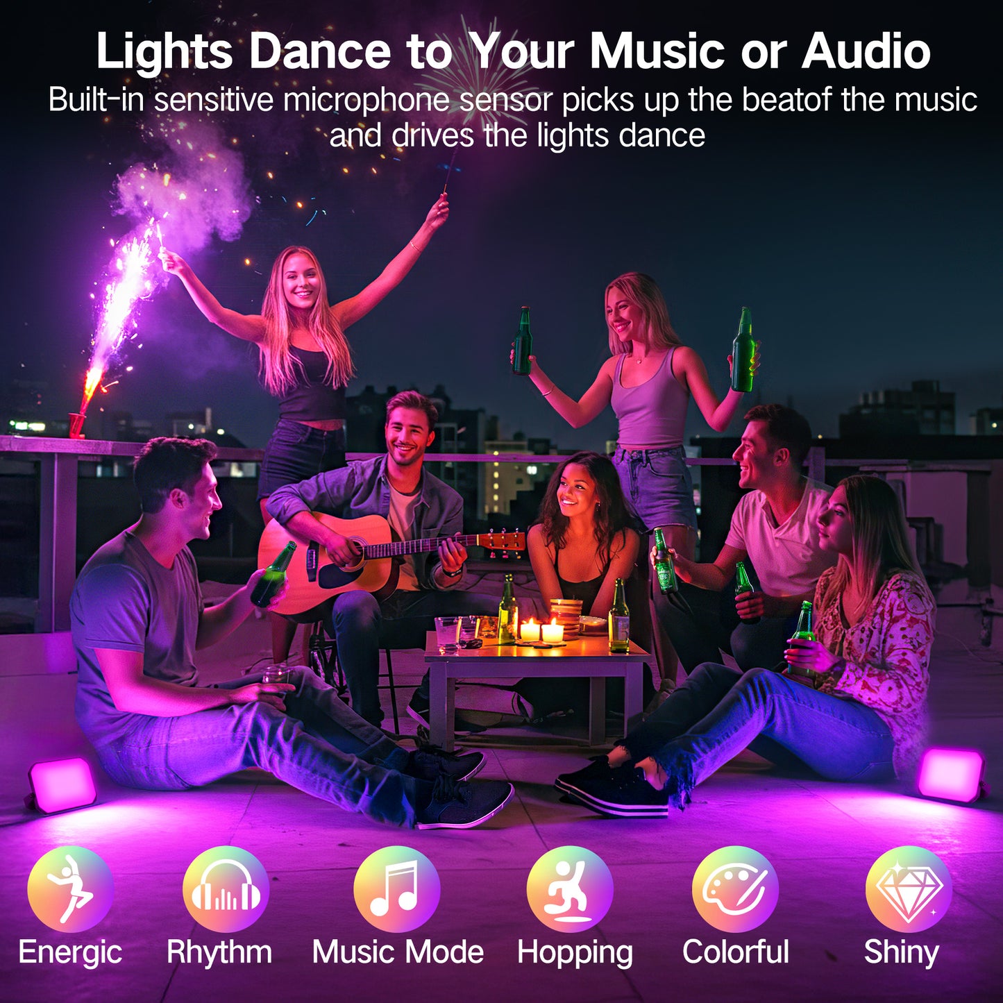 OUTON Outdoor Lights, Flood Lights Uplight 2 in 1, 24W LED Low Voltage Landscape Lighting with App Control, Wired 4 Pack