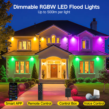 OUTON Outdoor Lights, Flood Lights Uplight 2 in 1, 24W LED Low Voltage Landscape Lighting with App Control, Wired 4 Pack