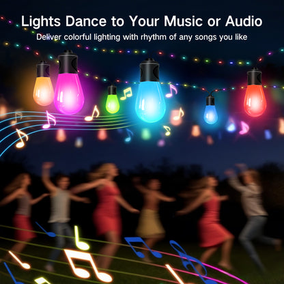 OUTON Smart Outdoor String Lights, 45FT Outdoor Lights with 12 Dimmable Warm White LED Bulbs, WiFi Patio Lights Work with APP Control & Remote