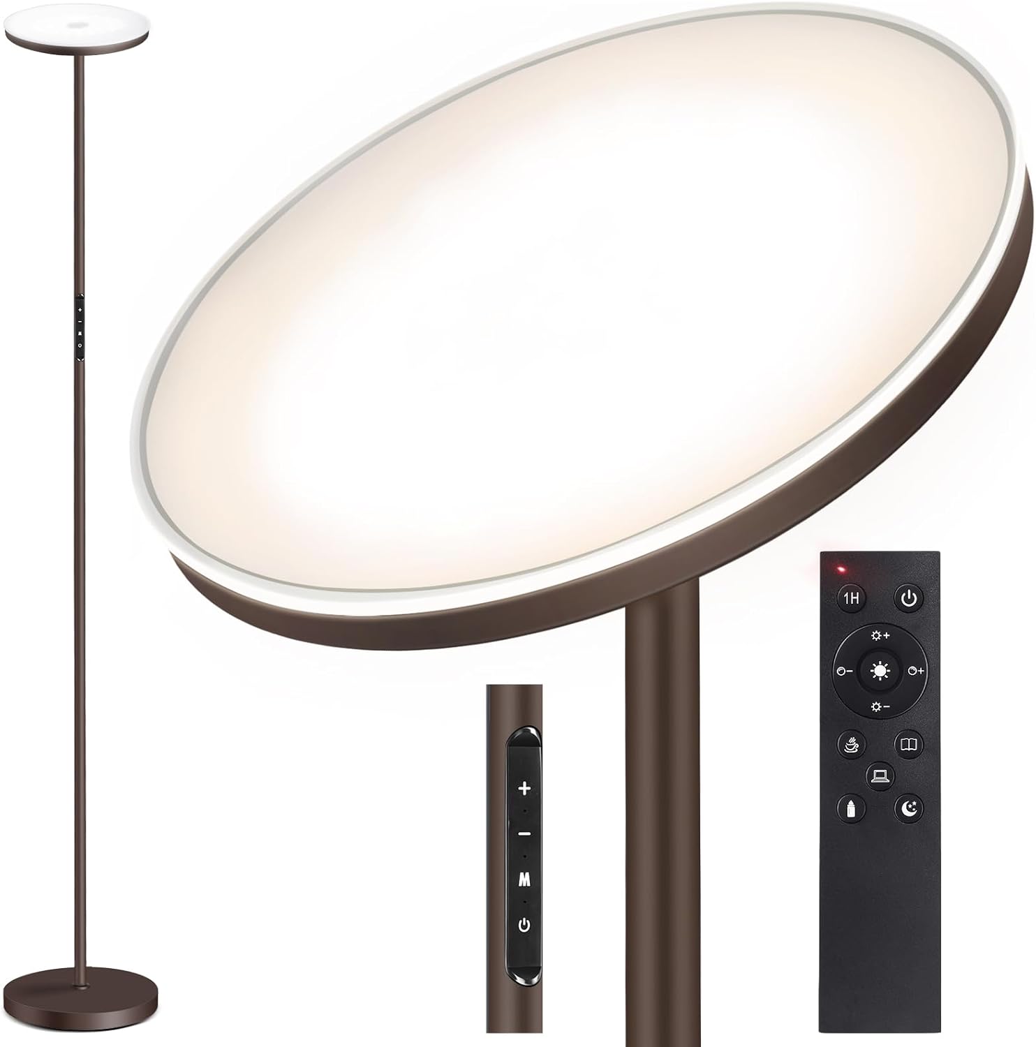 OUTON 30W/3000LM LED Torchiere Floor Lamp with Remote Touch Control