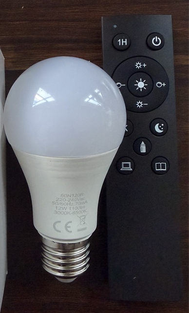 OUTON 9W 810 LM LED Dimmable Light Bulb with Remote Control, Adjustable Color Temperature, E27 Base