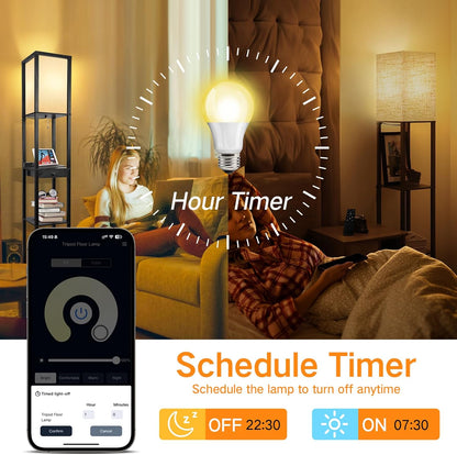 OUTON 2 Pack A19 9W LED Dimmable Light Bulb with APP & Remote Control, E26 Base