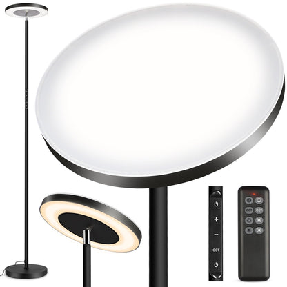 OUTON 71" Torchiere LED Floor Lamp with Remote and Touch Control, Super Bright 4 Color Temperature Standing Light with Double Side Lighting, Black