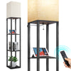 OUTON 63" Floor Lamp with Shelves, 4-Tier Dimmable Shelf Floor Lamp with Remote Control for Living Room, Bedroom- Black