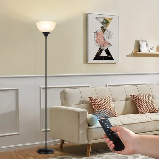OUTON 71" Torchiere Floor Lamp with Remote, 4 Color Temperature Modern LED Standing Light for Living Room, Black