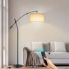 OUTON Modern Arc Floor Lamp, Adjustable Boom Arm Dimmable LED Standing Lamp, with Hanging Drum Shade Tall Reading Light for Living Room, Black