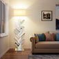 OUTONLIFE Floor Lamp with Remote,Tree Bookshelf with Light, 9-Tier Floor Standing Bookcase for Living Room Bedroom, Office, White