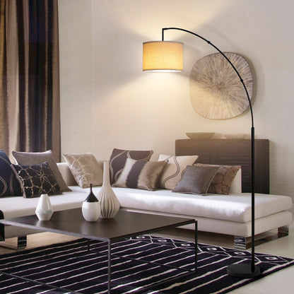 Outon 81" Arc Floor Lamp, 4CCT LED Modern Floor Lamps with 360° Rotatable Hanging Linen Shade Standing Lamps for Living Room, Bedroom