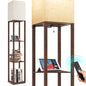 OUTON 63" Shelf Floor Lamp, 4-Tier Dimmable Standing Lamp with Remote Control for Bedroom, Living Room- Vintage