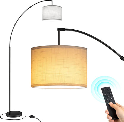 Outon 81" Arc Floor Lamp, 4CCT LED Modern Floor Lamps with 360° Rotatable Hanging Linen Shade Standing Lamps for Living Room, Bedroom
