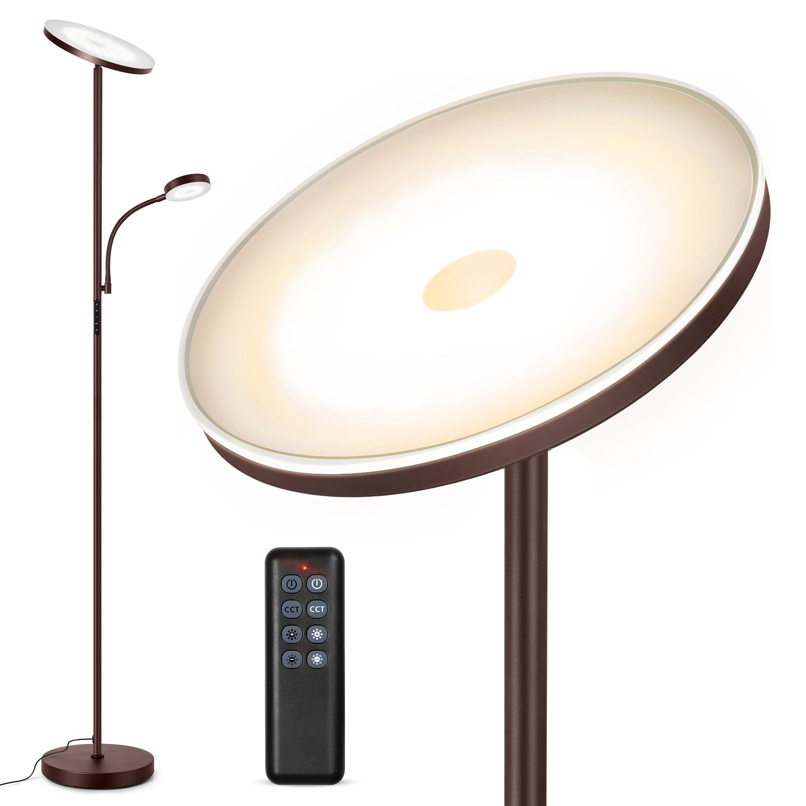 Outon LED Torchiere Floor Lamp with Reading Side Light, 4 Color Temper ...