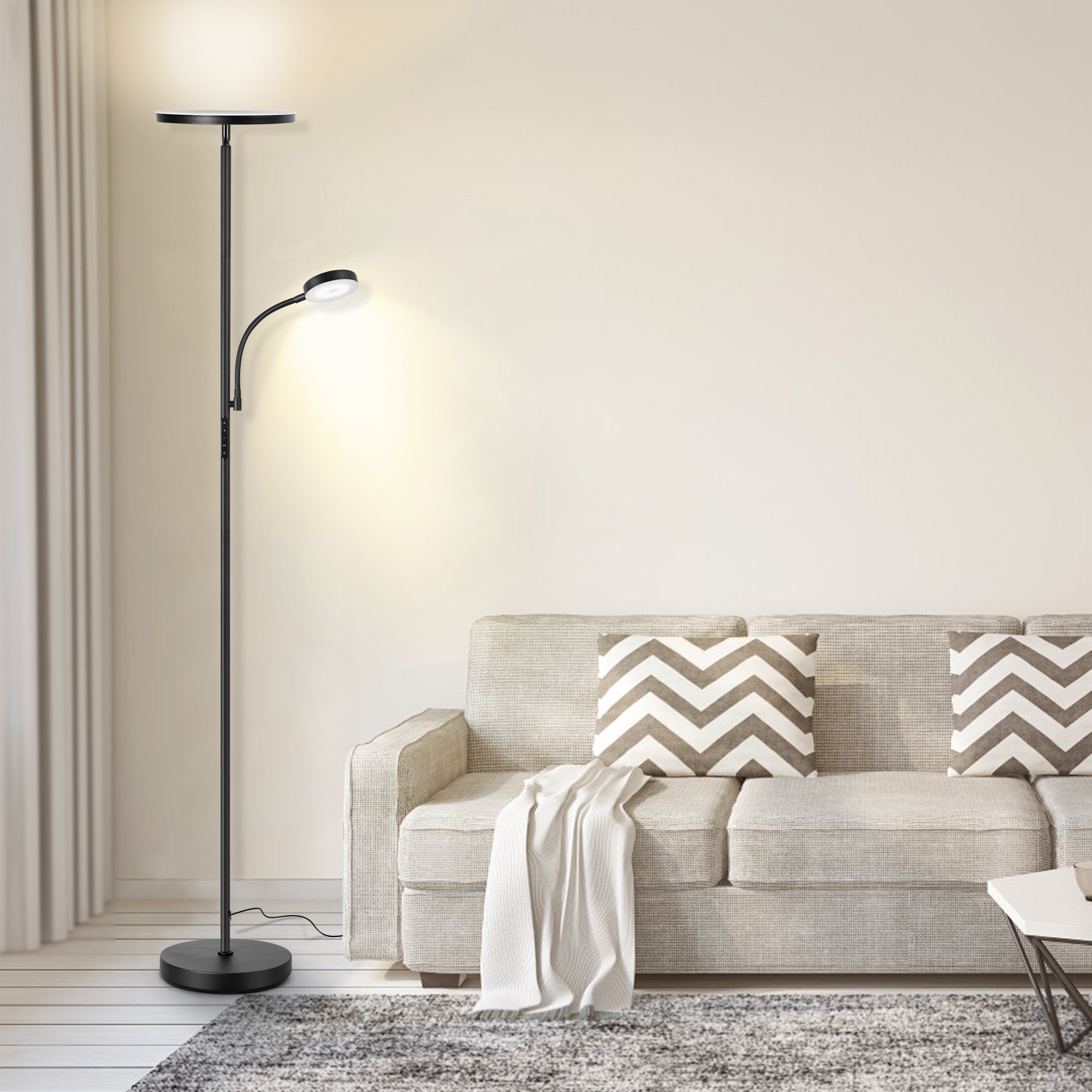 LED Floor Lamp with Reading Light Remote Touch Control 2000LM Tall Standing Lamp for Living Room