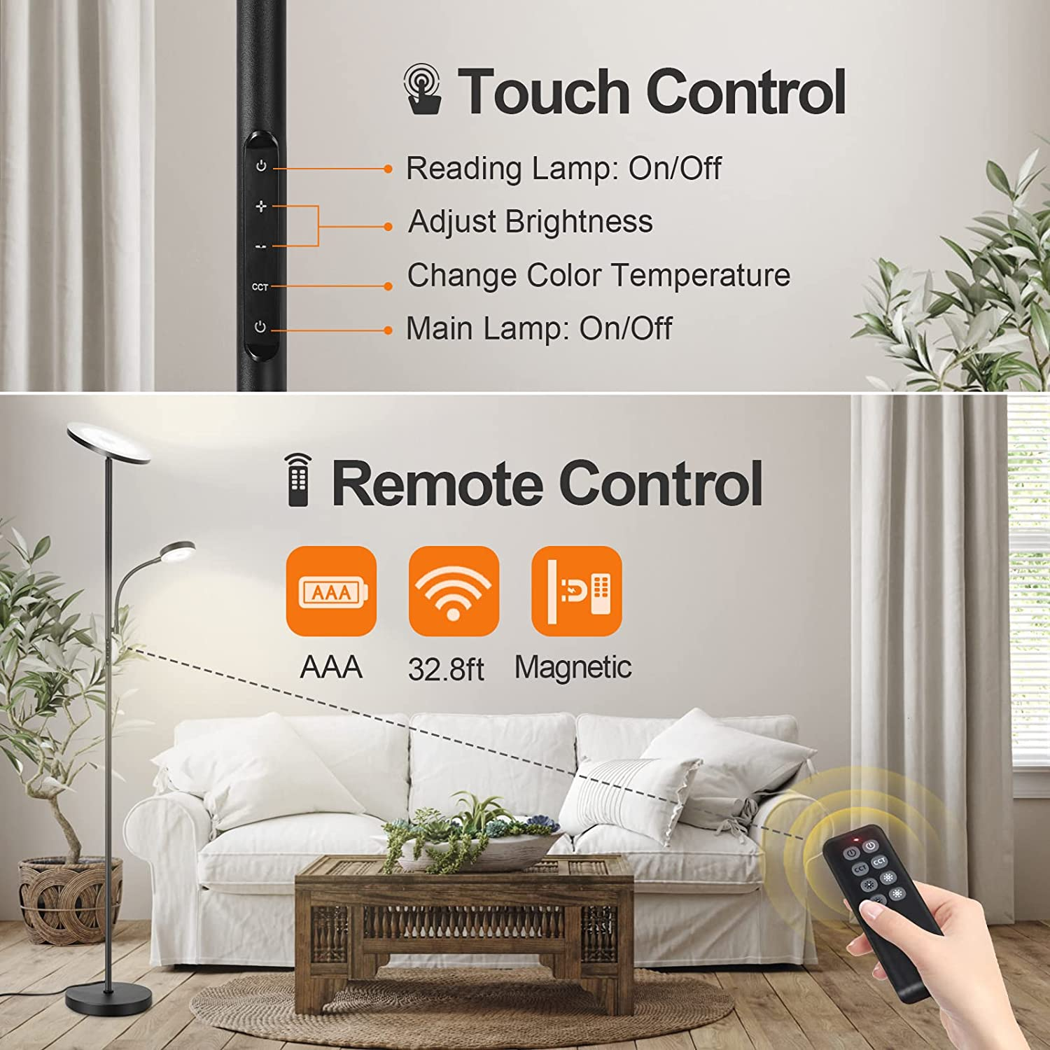 Outon Remote Control for LED Floor lamp with Reading Lamp