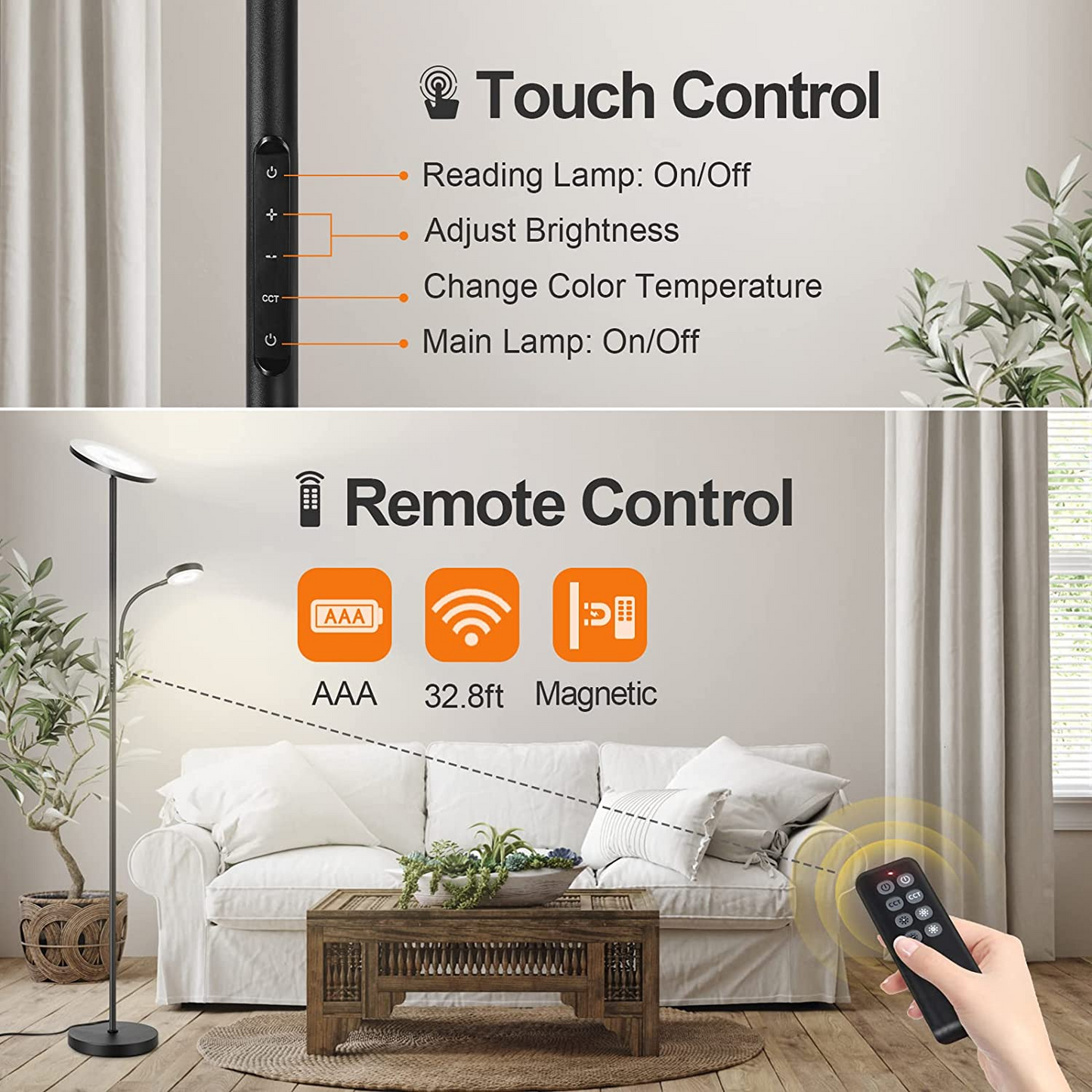 Remote Control for LED Floor lamp with Reading Lamp