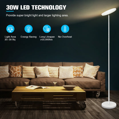 Outon Bright Floor Lamp-4 Color Temperature Torchiere Standing Light for Living Room, Bedroom Gray